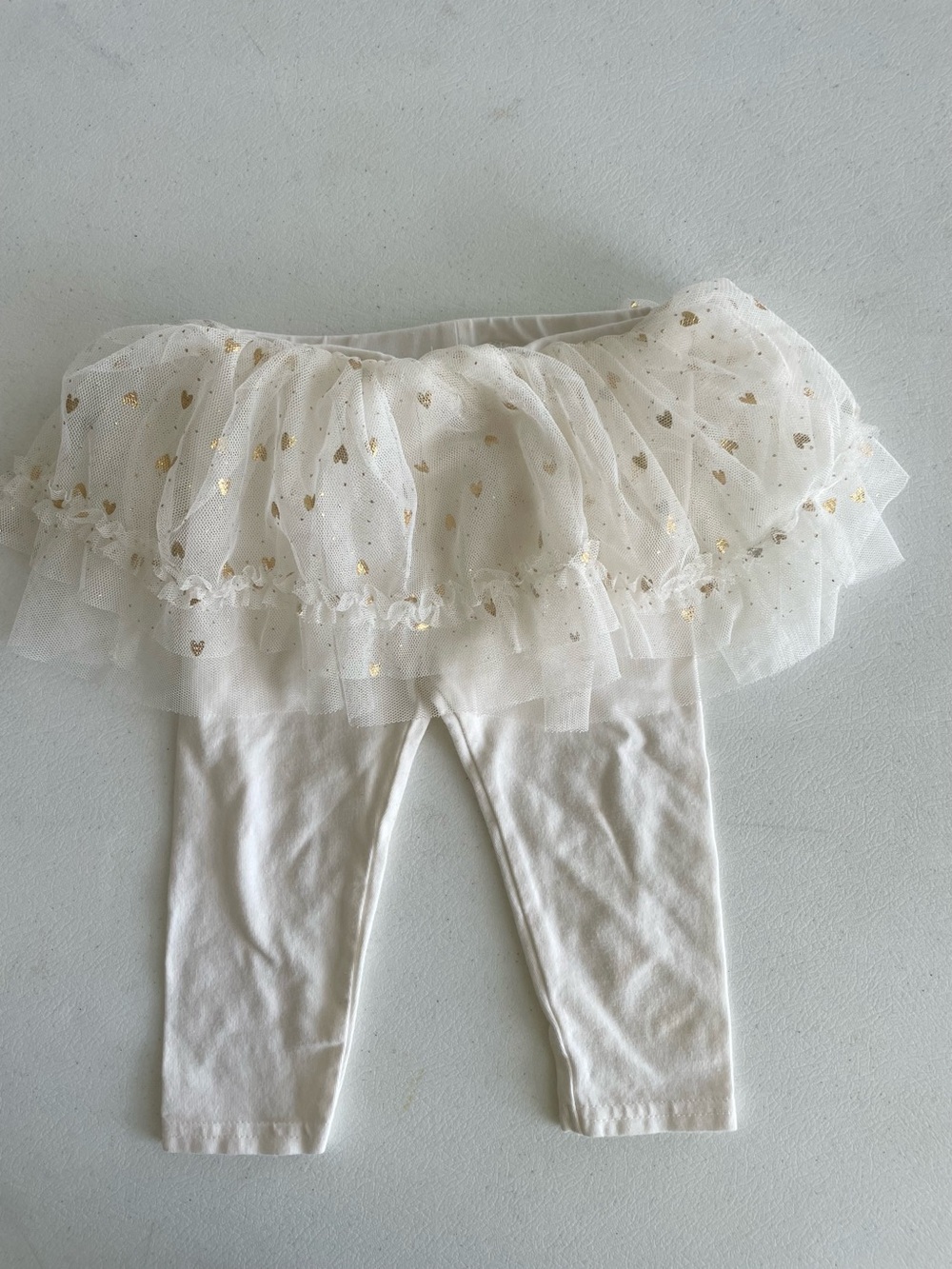 Cream Tulle Heart Skirt Diaper Cover